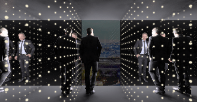 ascensor malla de puntos de luz Kusama